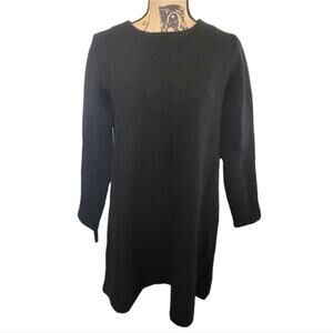 Medium COS 100% wool black long sleeve shift dress with ribbed detail